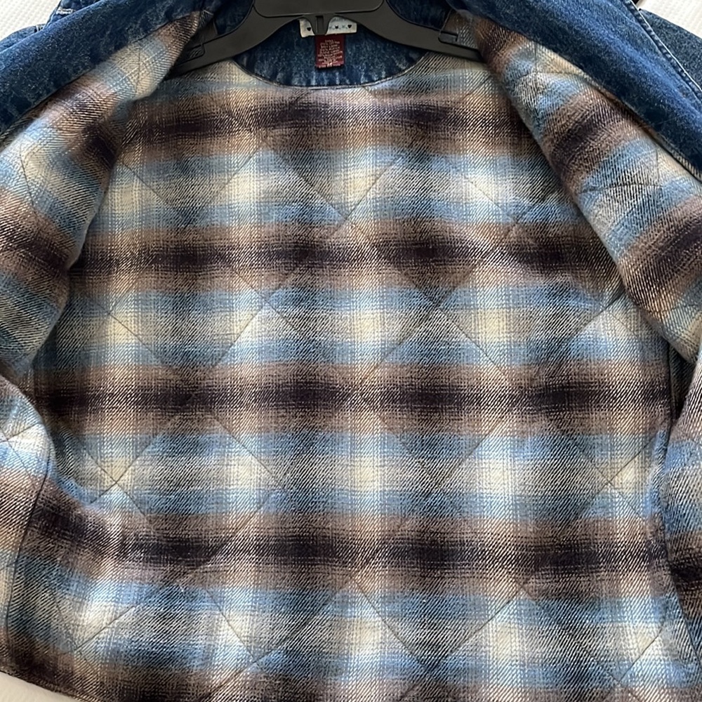 Blue Denim Jean Jacket with Tan Collar - Picture 3 of 14